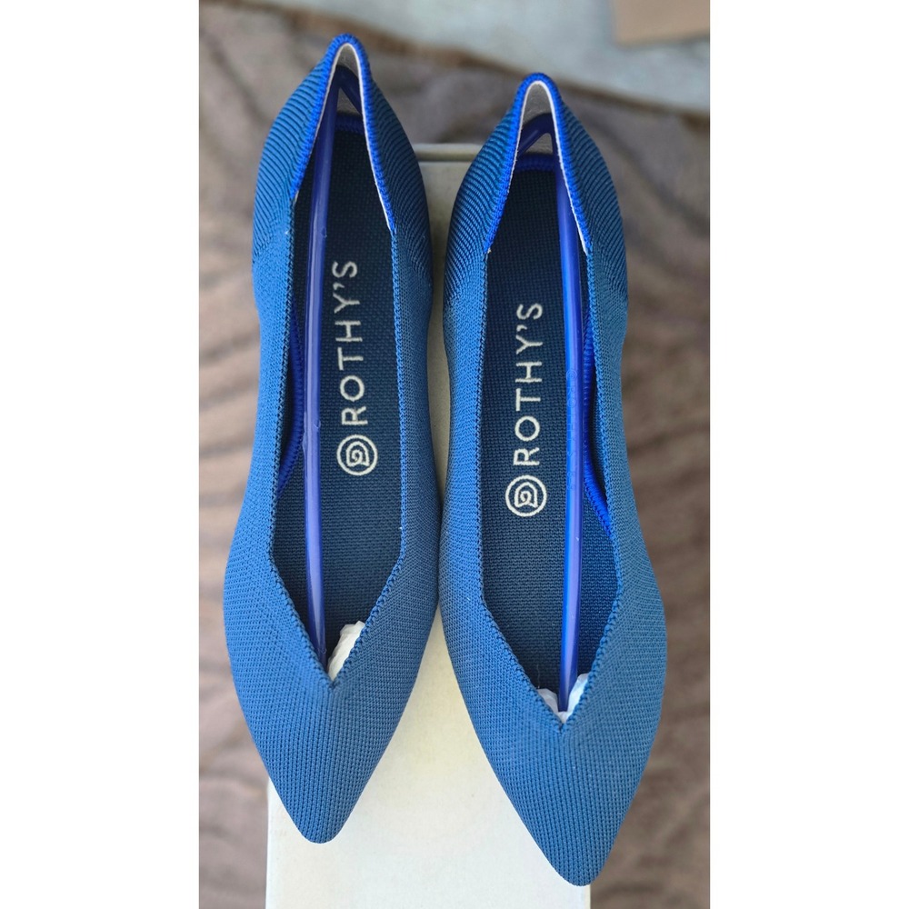 Rothys The Point Poseidon Blue Pointed Toe Knit Flats 002-203 Womens 8.5